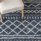 SAFAVIEH Arizona Shag Collection Area Rug - 6'7" x 9'2", Slate Blue & Ivory, Moroccan Design, Non-Shedding & Easy Care, 1.6-inch Thick Ideal for High Traffic Areas in Living Room, Bedroom (ASG741L)