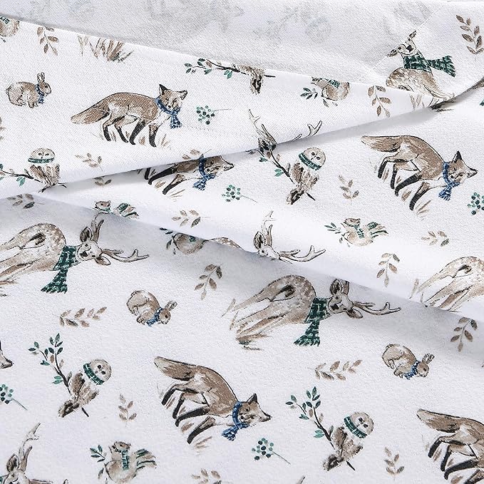 Eddie Bauer - Full Sheets, Cotton Flannel Bedding Set, Brushed For Extra Softness, Cozy Home Decor (Woodland Friends, Full)