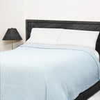 COTTON CRAFT Soft Cotton Thermal Blanket - Plush Herringbone Twill- All Season Luxurious Breathable Skin Friendly Lightweight Cooling Throw Blanket -Sofa Couch Travel Camping Dorm- Full Queen Sky Blue