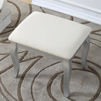 Roundhill Furniture Ashley Silver Wood Makeup Vanity Table and Stool Set, Sliver
