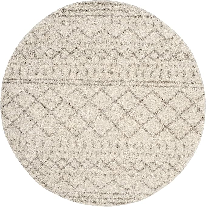 SAFAVIEH Arizona Shag Collection 11' Round Ivory/Beige ASG741A Moroccan Non-Shedding 1.6-inch Thick Area Rug