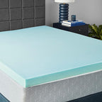 Amazon Basics Cooling Gel-Infused Memory Foam Mattress Topper, CertiPUR-US Certified, 3 inches, Queen, Blue