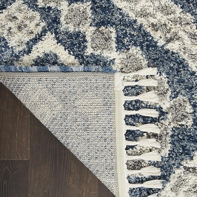 Nourison Home Scandinavian Shag Denim Blue 4' x 6' Area Rug, Easy Clean, Non Shedding, Bed Room, Living Room, Dining Room, Kitchen (4x6)