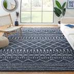 SAFAVIEH Arizona Shag Collection Area Rug - 6'7" Square, Slate Blue & Ivory, Moroccan Design, Non-Shedding & Easy Care, 1.6-inch Thick Ideal for High Traffic Areas in Living Room, Bedroom (ASG741L)