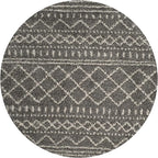 SAFAVIEH Arizona Shag Collection Area Rug - 10' Round, Charcoal/Beige, Geometric Design, Plush 1.6 Inch Thick Ideal for High Traffic Areas in Living Room, Bedroom, Dining (ASG741B)
