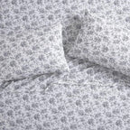 Laura Ashley - Flannel Sheets Queen Size, Anti-Pilling & Wrinkle Resistant Cotton, Touchably Soft for All-Season Comfort - Bed Sheets with Matching Pillowcases & Fitted Sheet (Faye Toile Black)