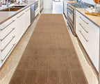 Custom Size Modern Abstract Floor Carpet Runner Rug for Hallways, Slip Resistant Latex Rubber Backed, 31 inch Wide X Customized Length, Art Gold Tan, 31 inch X 28 feet