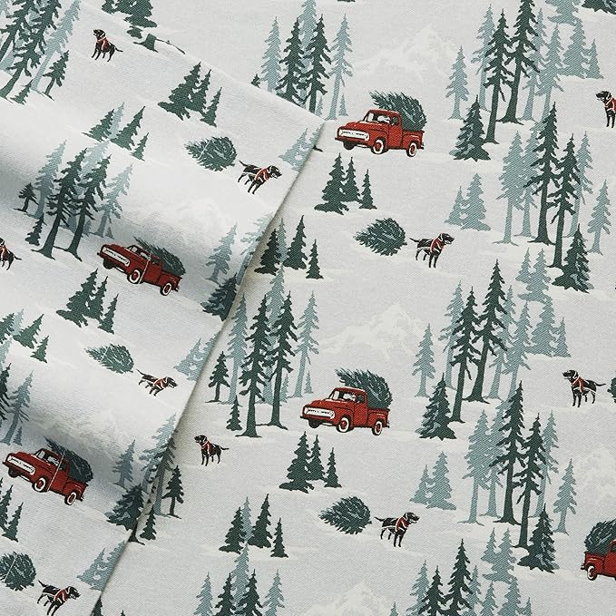 Eddie Bauer - King Sheets, Cotton Flannel Bedding Set, Brushed For Extra Softness, Cozy Home Decor (Tree Farm, King)