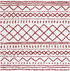 SAFAVIEH Arizona Shag Collection Area Rug - 6'7" Square, Ivory & Red, Moroccan Design, Non-Shedding & Easy Care, 1.6-inch Thick Ideal for High Traffic Areas in Living Room, Bedroom (ASG741P)