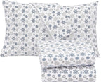 RUVANTI Flannel Sheets King Size - 100% Cotton Brushed King Size Sheets Set - Deep Pockets 16 Inches Bed Sheets - All Seasons Breathable & Extra Soft - Warm & Cozy, 4 Piece, Snow Flake Grey