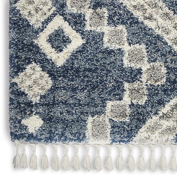Nourison Home Scandinavian Shag Denim Blue 5'3" x 7'9" Area Rug, Easy Clean, Non Shedding, Bed Room, Living Room, Dining Room, Kitchen (5x8)