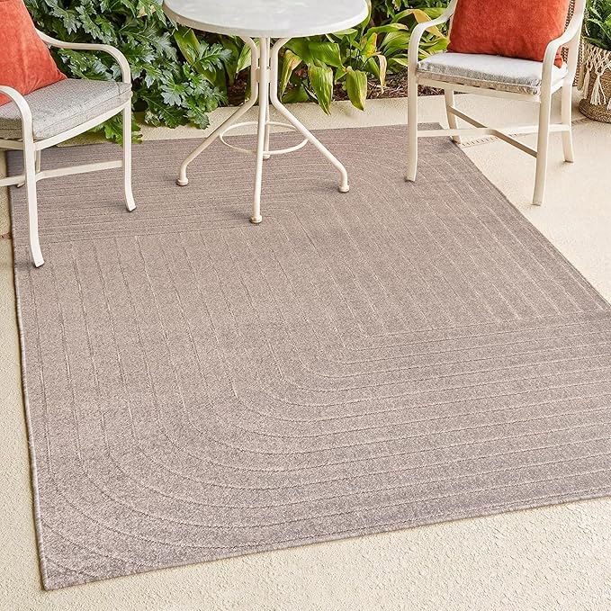 Eyely NCS101C-4 Odense High-Low Minimalist Angle Geometric Light Taupe 4 ft. x 6 ft. Indoor/Outdoor Area Rug, for Home, Backyard, Patio, Porch, Bedroom, Kitchen, Living Room