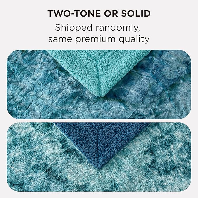 Bedsure GentleSoft Sherpa Fluffy Blanket King Size for Bed - Fleece Warm and Cozy for Women Gift, Plush & Fuzzy Faux Christmas Fur Blanket for Couch, Sofa Decor, Tie Dye Design, Teal, 108x90 Inches