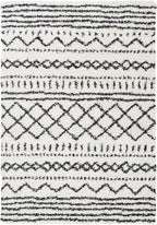 SAFAVIEH Arizona Shag Collection Accent Rug - 3'2" x 5', Ivory & Black, Moroccan Design, Non-Shedding & Easy Care, 1.6-inch Thick Ideal for High Traffic Areas in Foyer, Living Room, Bedroom (ASG741Z)