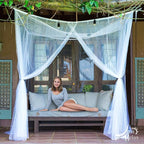 Just Relax Four Corner Post Decorative Elegant Bed Net Canopy Set, White, Full/Queen/King, 86.6x78.7x98.4 Inches