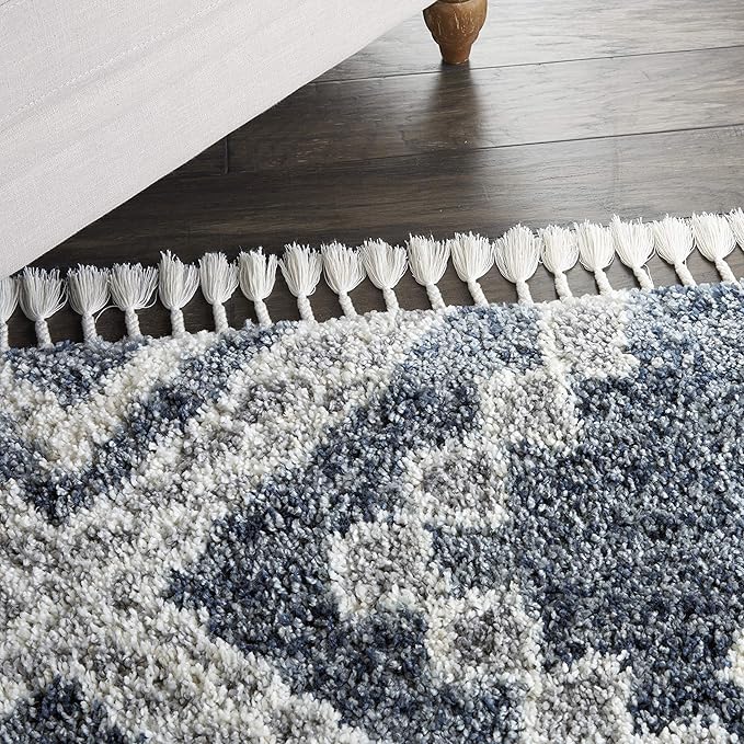 Nourison Home Scandinavian Shag Denim Blue 5'3" x 7'9" Area Rug, Easy Clean, Non Shedding, Bed Room, Living Room, Dining Room, Kitchen (5x8)
