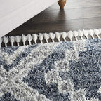 Nourison Home Scandinavian Shag Denim Blue 5'3" x 7'9" Area Rug, Easy Clean, Non Shedding, Bed Room, Living Room, Dining Room, Kitchen (5x8)