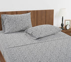 LANE LINEN 100% Organic Cotton Sheets Queen, 4-Piece Bed Sheets Queen Size Cotton, Luxury Sheets, Percale Weave,Breathable Bed Sheets Queen Size Deep Pockets Fits Upto 15" - Chetah Charcoal