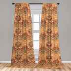 Ambesonne African Curtains, Motif with Pattern Design, Window Treatments 2 Panel Set for Living Room Bedroom, Pair of - 28" x 95", Brown Orange