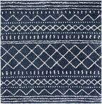 SAFAVIEH Arizona Shag Collection Area Rug - 3'2" Square, Slate Blue & Ivory, Moroccan Design, 1.6-inch Thick, Non-Shedding, Ideal for High Traffic Areas in Living Room, Bedroom, Dining (ASG741L-3SQ)