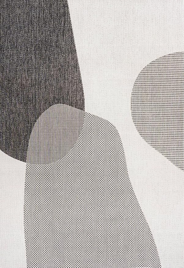 JONATHAN Y Geometric Organic Shapes Indoor Outdoor Area Rug 3X5 Cream/Black, Zia Modern for Backyard, Patio, Porch, Easy-Cleaning, High Traffic, Pet-Friendly, Non-Shedding (TSN306A-3)