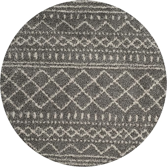 SAFAVIEH Arizona Shag Collection 5'1" Round Brown / Ivory ASG741B Moroccan Non-Shedding Living Room Bedroom Dining Room Entryway Plush 1.6-inch Thick Area Rug