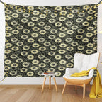 Lunarable Sunflower Tapestry Queen Size, Abstract Nature Inspired Illustration Bouquet Retro Composition, Wall Hanging Bedspread Bed Cover Wall Decor, Queen Size, Yellow Green