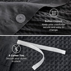 Bedsure 100% Cotton Duvet Cover King Size with Fitted Sheet - 4 Pieces Charcoal Waffle Weave Bedding Set, GentleSoft™ and Breathable, Includes 1 Duvet Cover 104x90, 1 Fitted Sheet, 2 Pillow Shams