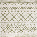 SAFAVIEH Arizona Shag Collection Area Rug - 5'1" Square, Ivory & Green, Moroccan Design, Non-Shedding & Easy Care, 1.6-inch Thick, Ideal for The Living Room, Dining, Bedroom (ASG741Y)