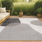 JONATHAN Y Geometric Organic Shapes Indoor Outdoor Area Rug 4X6 Cream/Black, Zia Modern for Backyard, Patio, Porch, Easy-Cleaning, High Traffic, Pet-Friendly, Non-Shedding (TSN306A-4)