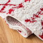 SAFAVIEH Arizona Shag Collection Area Rug - 6'7" Square, Ivory & Red, Moroccan Design, Non-Shedding & Easy Care, 1.6-inch Thick Ideal for High Traffic Areas in Living Room, Bedroom (ASG741P)