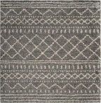 SAFAVIEH Arizona Shag Collection Area Rug - 5'1" Square, Brown & Ivory, Moroccan Design, Non-Shedding & Easy Care, 1.6-inch Thick Ideal for High Traffic Areas in Living Room, Bedroom (ASG741B)