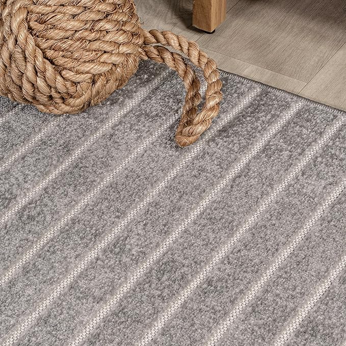 Eyely NCS101B-4 Scandinavian Odense Minimalist Angle Geometric Indoor Area Rug, Modern, Contemporary, Coastal, Bohemian, Bedroom, Kitchen, Living Room, Non Shedding, Gray/Ivory, 4' x 6'
