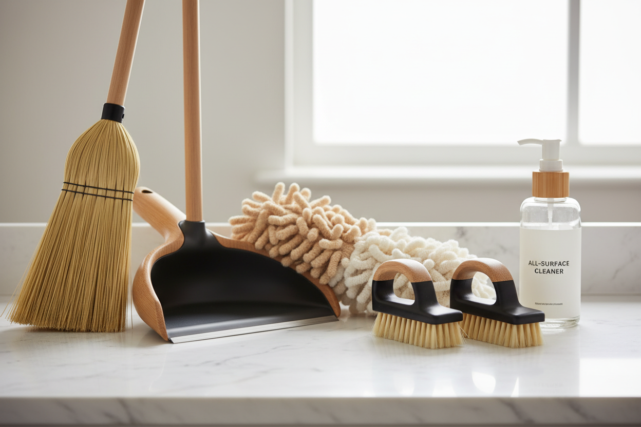 Cleaning Tools & Accessories – Efficient, durable, and aesthetically pleasing tools that make maintaining a tidy home stress-free. (make it real photo)